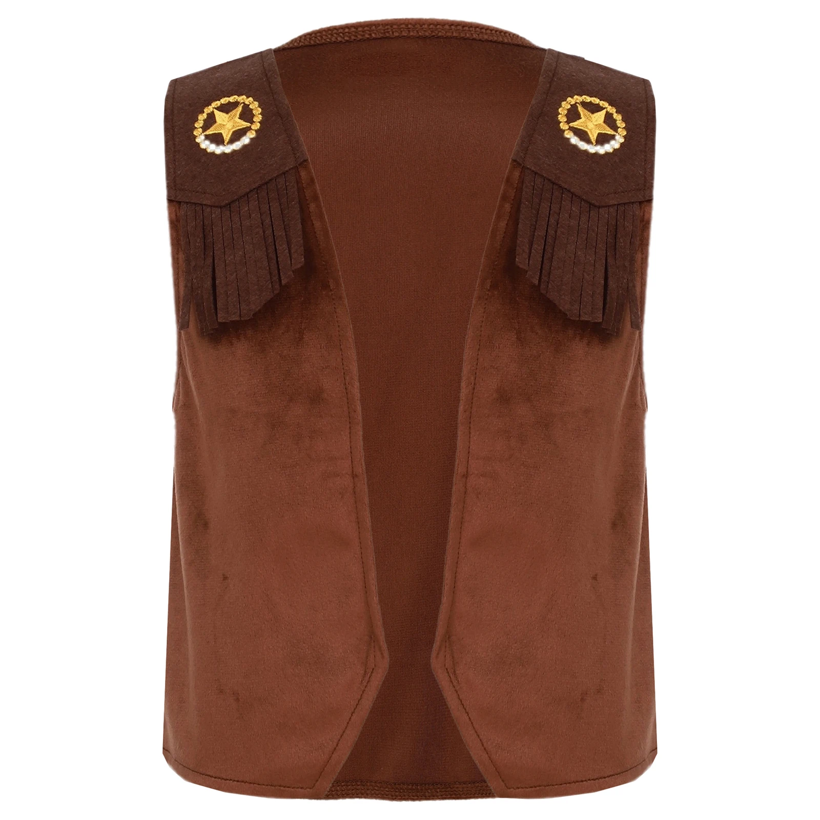 Jongens Meisjes Cowboy Cowgirl Halloween Cosplay Kostuum Open Vest Omzoomd Sterpatroon Suède Kwasten Vest Tops Vest