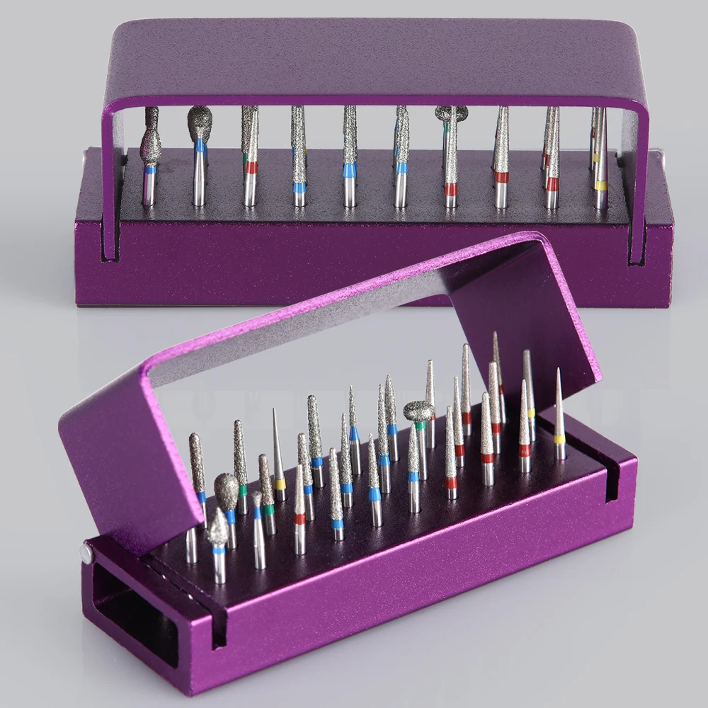 1PC Dental Bur Holder Metal Stand Disinfection Storage Box Fit for High Speed Handpiece Bur Gold/Blue/Purple Optional