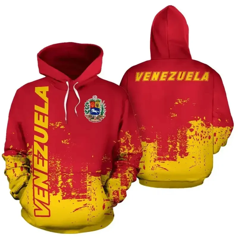 3D Printed Venezuela Flag National Emblem Hoodie Fashion Long Sleeves Pullover Men Women Street Sports Fitness Sweatshirt Coat