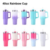 40OZ Rainbow Mug 1200ML High Quality Insulated Tumbler with Handle Straw Double Wall Thermal Iced Travel Cup Travel Perfect Gift