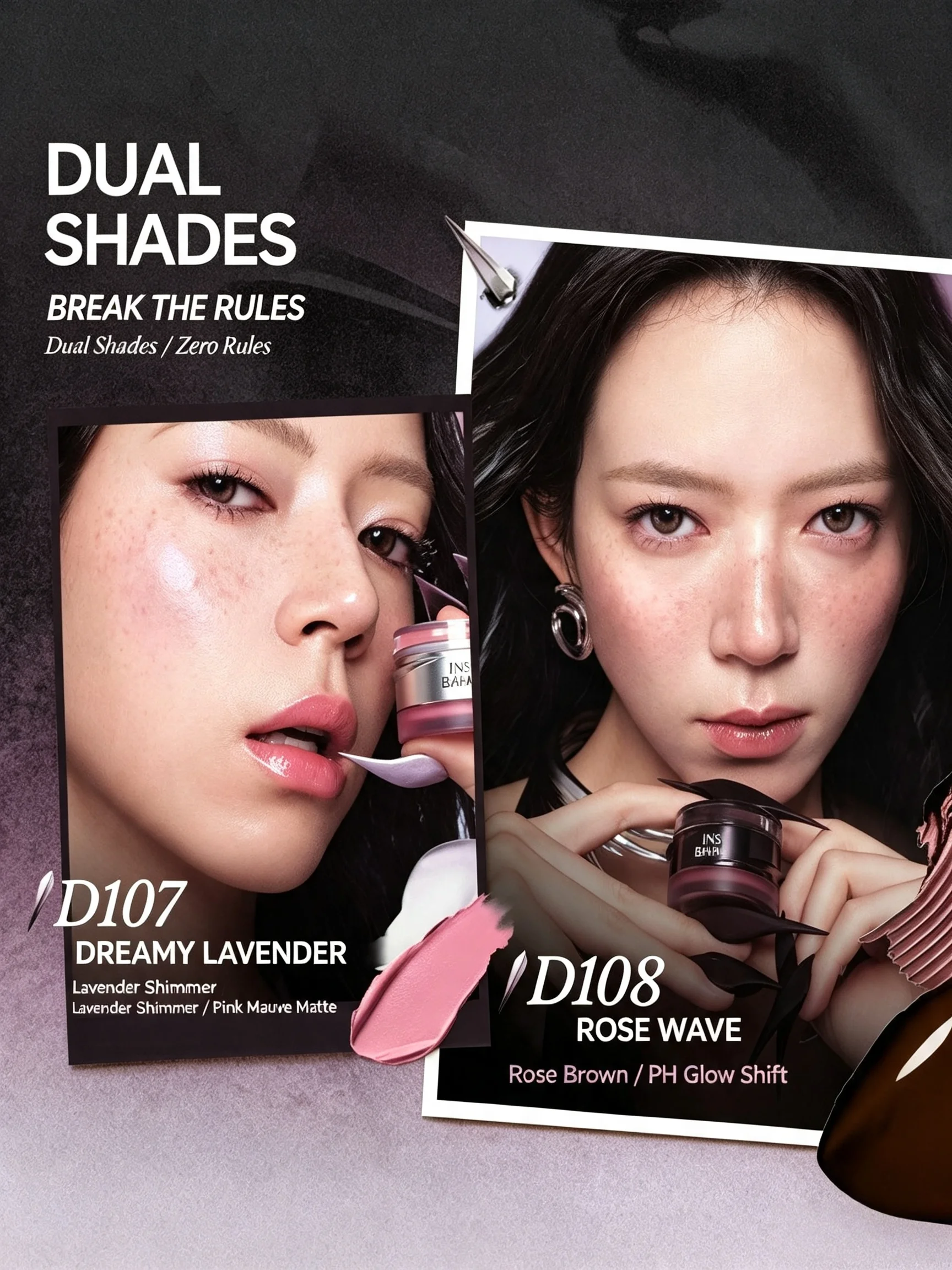 Бальзам-румяна INSBAHA Double Impact Blushes 2-в-1: крем-румяна с эффектом сияния и тинт для глаз, естественный водный блеск, легкая текстура.