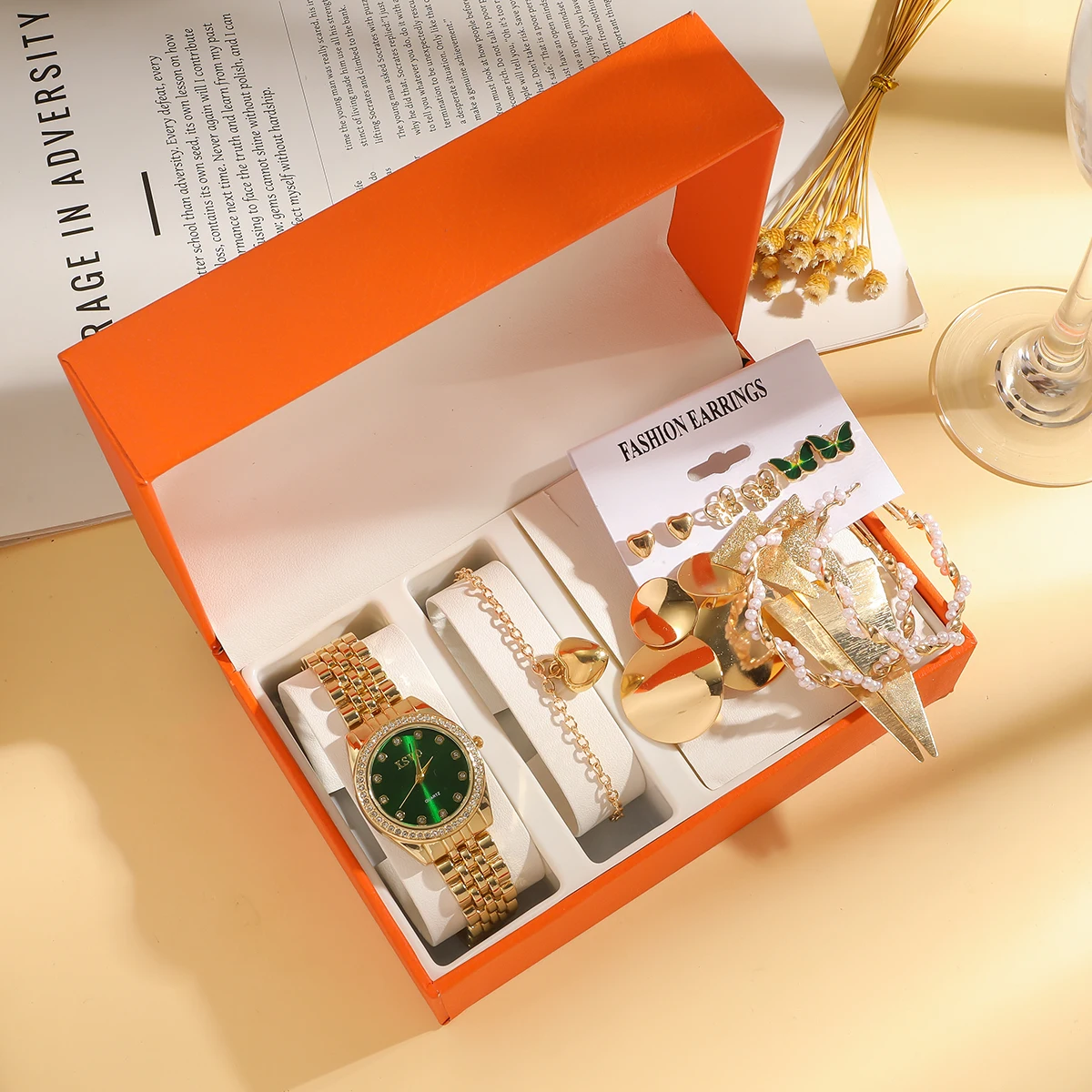 

Простой и стильный круглый циферблат с градуированными бриллиантами и стальным ремешком для женских кварцевых часов, подарок на Рождество и Хэллоуин