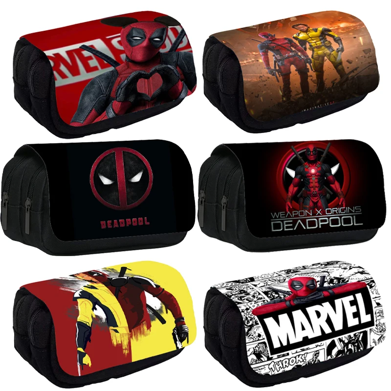 Deadpool & Wolverine Marvels Pencil Case Kids New Anime Action Figures Stationery Bags Student School Pen Pouch Boys Girls Gift