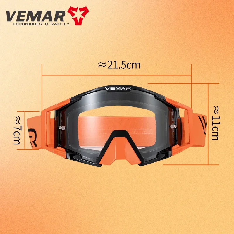 VEMAR Motorcycle Goggles - Windproof Motocross Glasses with UV Protection for Skiing, Cycling & Off-Road Racing