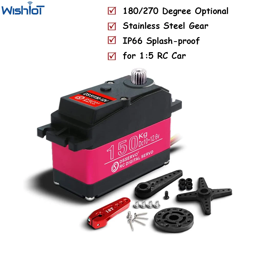 Servo numérique à couple élevé, engrenage en acier inoxydable, bras 18T, 180, 270, résistant pour voiture RC Baja à grande échelle 1:5, voiture d'escalade tout-terrain, 150kg