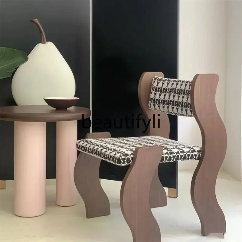 

Asmt14 New Medieval solid wood dining chair backrest leisure chair fashionable retro desk bedroom makeup chair
