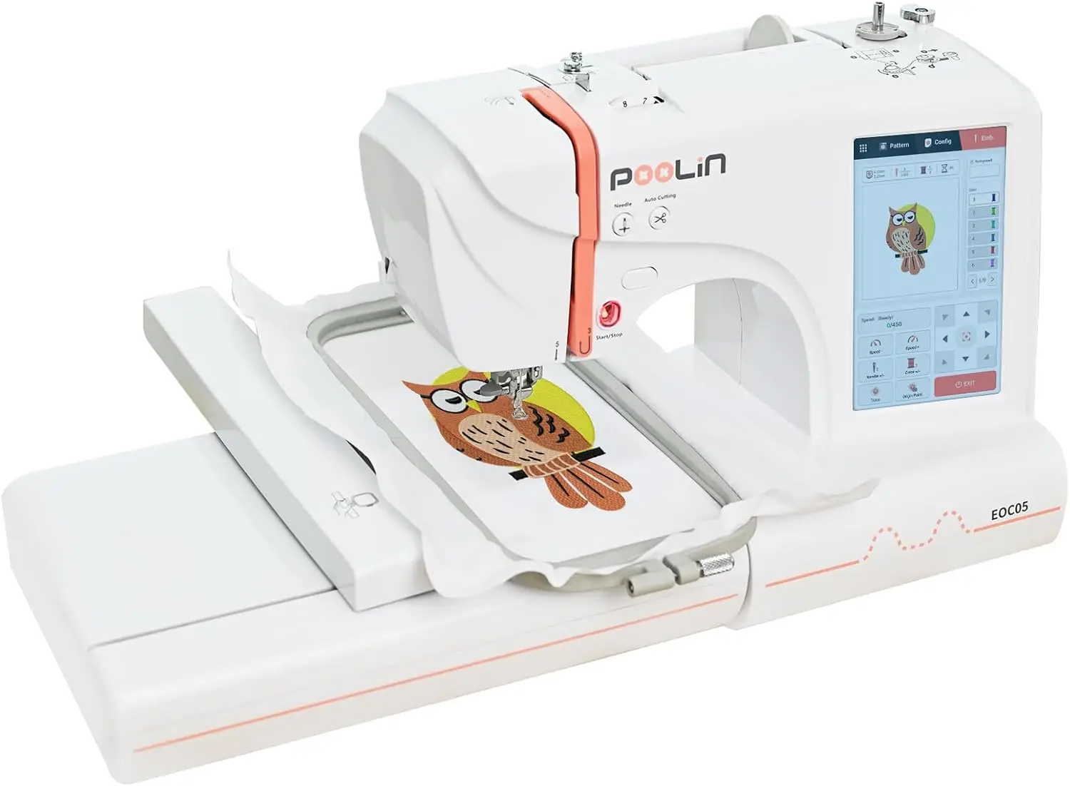 EOC05 Embroidery Machine 4 x 9.25 Inch Large Embroidery Area,Computerized 7 Inch Large LCD Touchscreen for Beginner NEW