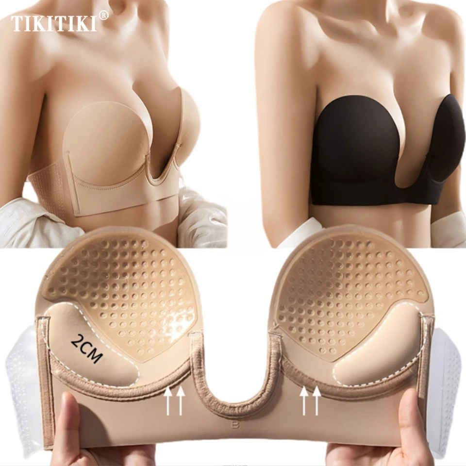 

Invisible Push Up Bra Reusable Silicone Nipple Cover Adhesive Lift Up Breast Pasties Chest Sticker Strapless Backless Sticky Bra