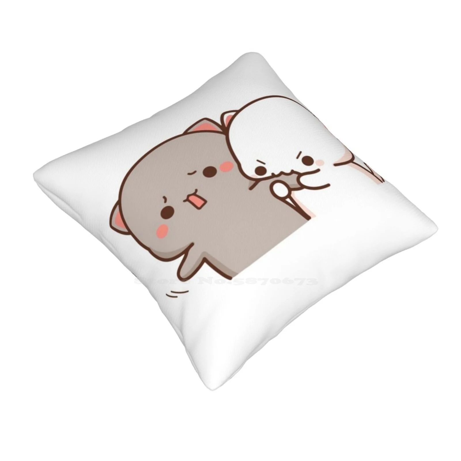 Peach And Goma Mochi Cat Bite Pillows Case Bedroom Home Decoration Peach Cat Mochi Kitty Cute Romantic Kawaii Boyfriend