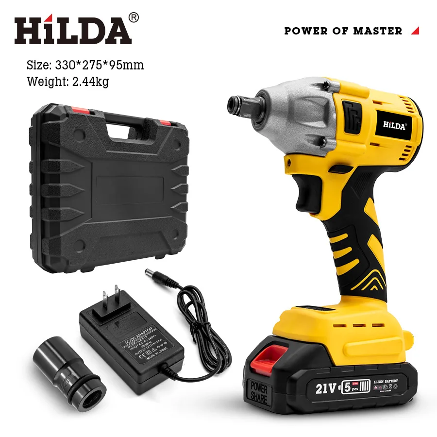 HILDA Electric Impact Wrench Brushless Cordless Electric Wrench Compatible  21V Battery Screwdriver Power Tool