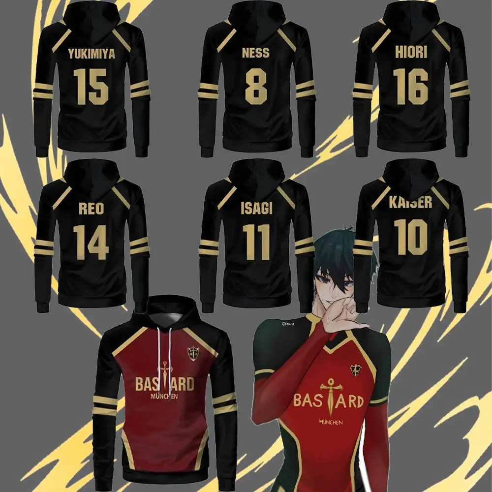 

Hot Selling Blue Lock Anime Bastard Munich Team Uniforms Spring And Autumn New Hoodies Men And Women Sports Warm Sweatshirts