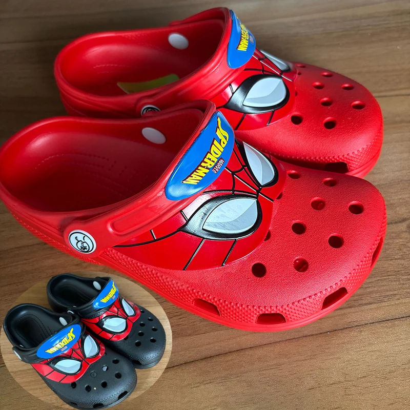 

Children Cartoon Spider-Man Red Superhero Outdoor Sandals Solid Waterproof Slippers Breathable Eva Parent-Child Hole Shoes