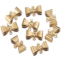 20pcs/lot Stainless Steel Gold Double Hole Bowknot Bow Earring Charms for Connectors DIY Jewelry Making Supplies Wholesale Bulk