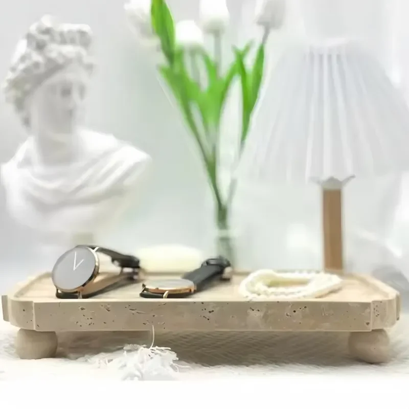 SAIDKOCC Home Decoration Wedding Banquet Beige Small Tray Art Design Round Foot Wholesale Price Accepting Customization