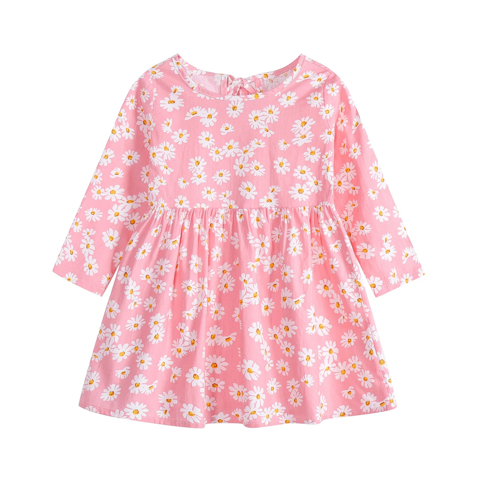 2024 Spring Autumn Girls Long Sleeve Print Dress Korean Style Children Broken Flowers Ball Gown For 0-6Years Kids Casual Dress