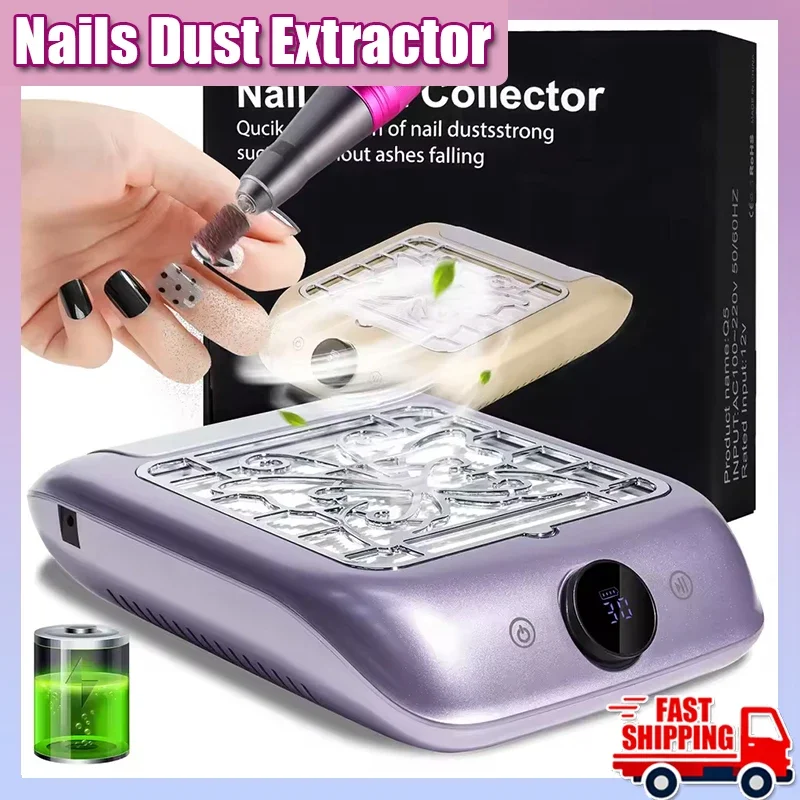 

Rechargeable Powerful Nail Dust Vacuum Collector Cordless Nails Dust Extractor With LED Display Adjustable Speed Manicure Tools