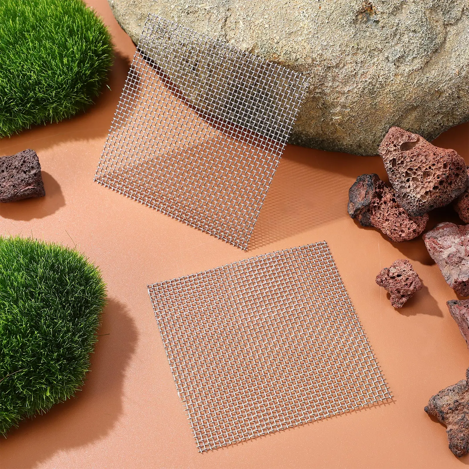 

2Pcs 8x8cm 304 Stainless Steel Moss Mesh Wall Kit for Aquarium Water Tank Plant Decoration Aquatic Plants Mesh