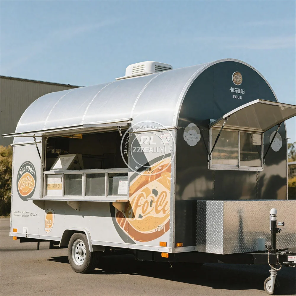 Trailer Makanan Cepat Saji Khusus Dengan Truk Makanan Trailer Katering Konsesi Gerobak Taco Hot Dog Dapur Penuh