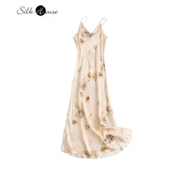 21MM 100% Natural Mulberry Silk Jacquard Satin Plant Printed Adjustable Shoulder Strap Slimming Extended Women's Summer Strap