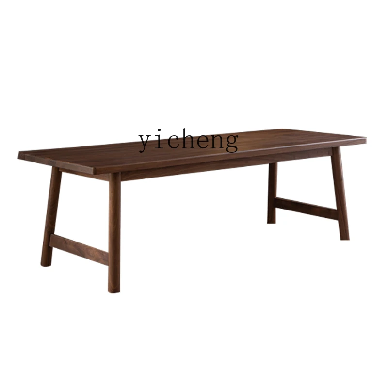 ZC Black Walnut Solid Wood Large Length Thickened Table Panel Log Tea Dining Table Conference Table