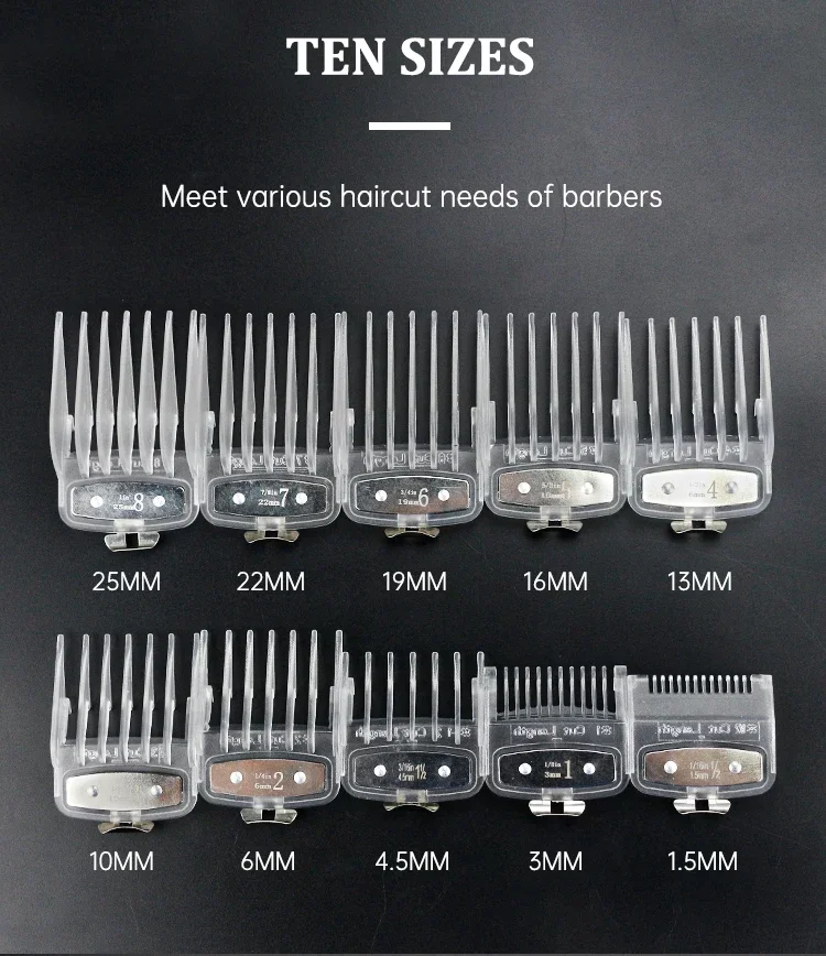 8/10 Stück Haarschneidemaschine Limit Guide Kamm für Wahl und Kemei Trimmer Universal Barber Guide Kamm Haarschnitt Werkzeug Clipper Limit Kämme – Detail 36
