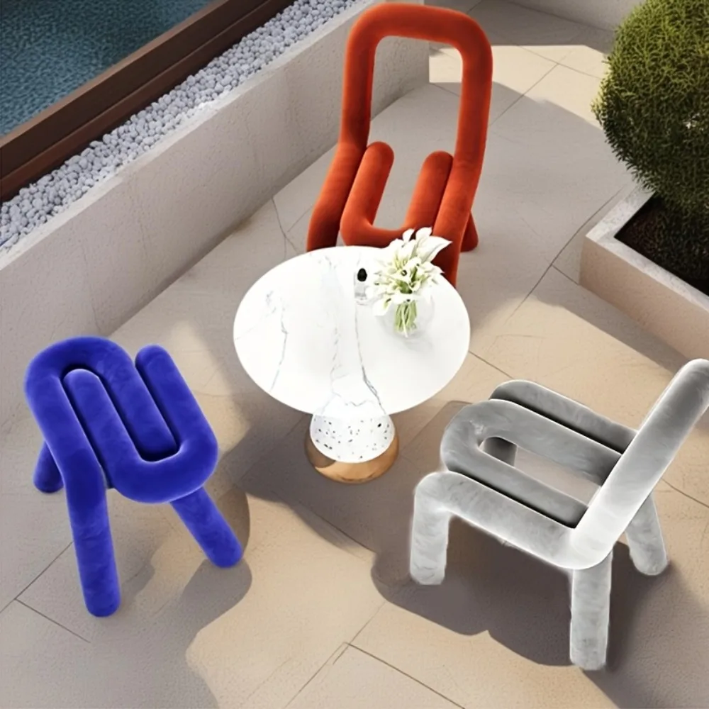 كلاين الأزرق الإبداعي البراز مربع الحديد المواد أنيق المنزل غرفة نوم الغرور كرسي أنيق عارضة الجلوس المألوف الفضاء التبعي