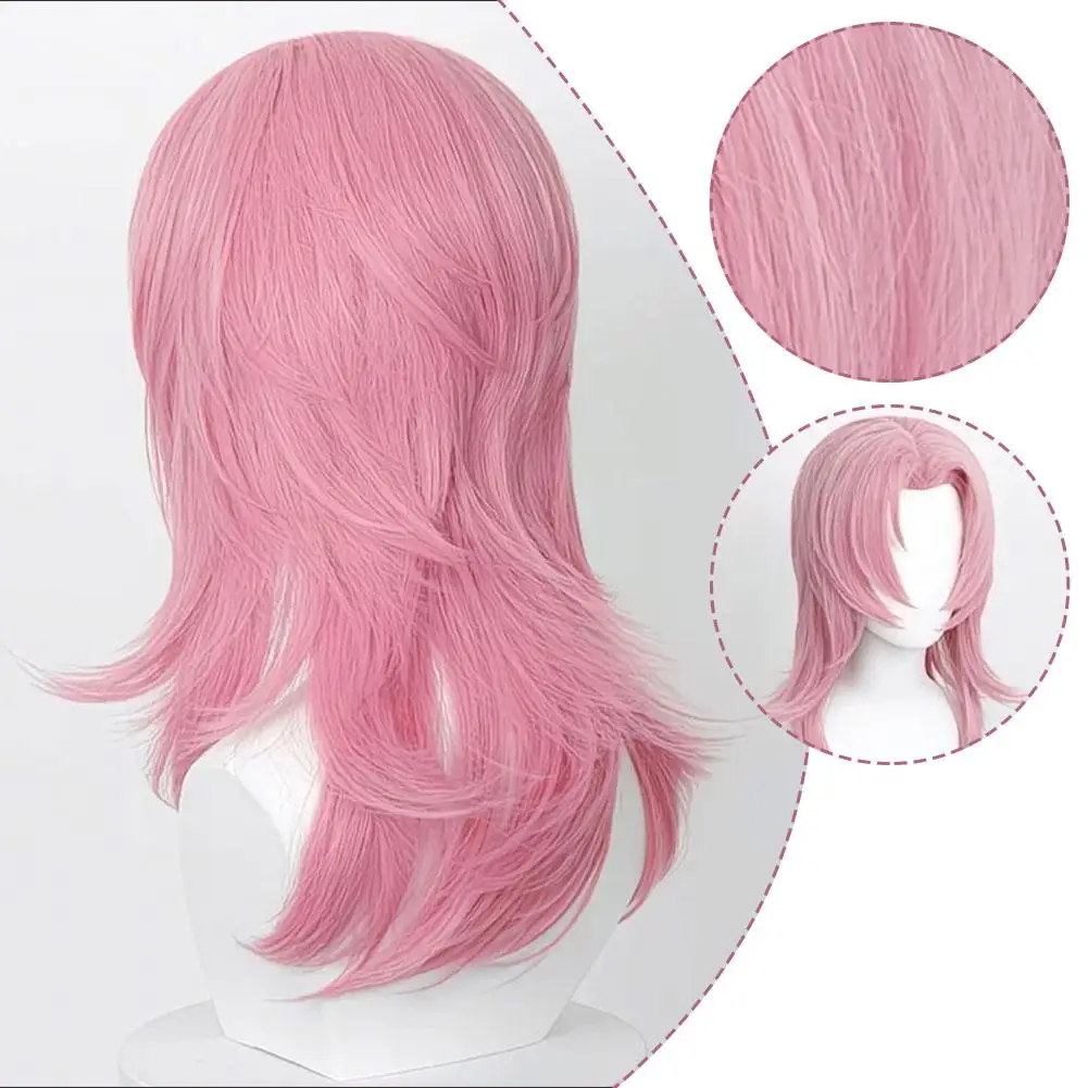 

Light Pink Anti-warped Hair Wig Head-dress Chemical Fiber Synthetic Wig Demon Hunters Character Romantic Role-playing Wig