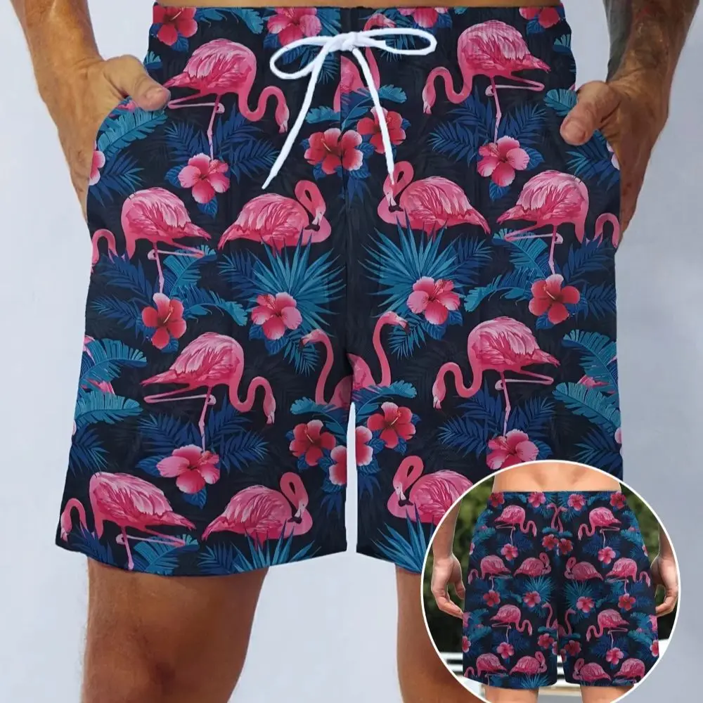 

Men's 3D Flamingo Graphic Print Summer Shorts Beach Resort Shorts Light And Breathable Suitable For Outdoor Wear In Summer
