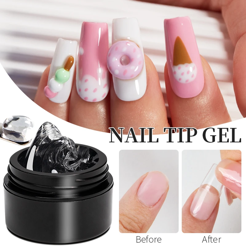 BOZLIN 4 IN 1 Non Stick Hand Solid Nail Tips Gel 15ML Transparent UV LED Rhinestone Glue Gel Nail Art Varnish Easy to Operate