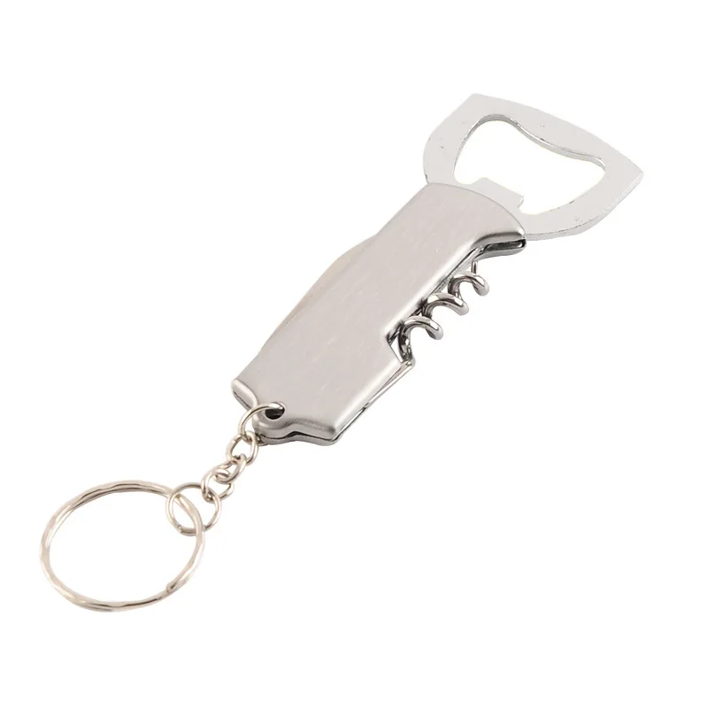 Multifunctional Beer Bottle Opener Keychain, Stainless Steel Corkscrew Wine Opener, Knife, Gift for Wine Lovers