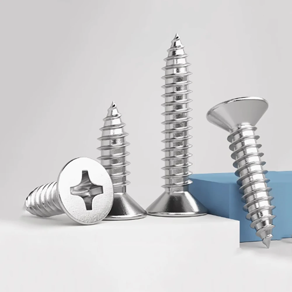 30-300Pcs Stainless Steel Self Tapping Screw M8 M6 Cross Countersunk Head Flat Head Screw Wooden Board Screw Length 16mm-100mm