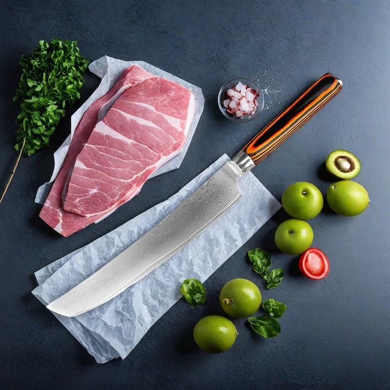 Damascus Steel Kitchen Boning Barbecue Slicing Knife Sushi Knife Cooking Cutter  Butcher Cleaver Chef Knives Tools