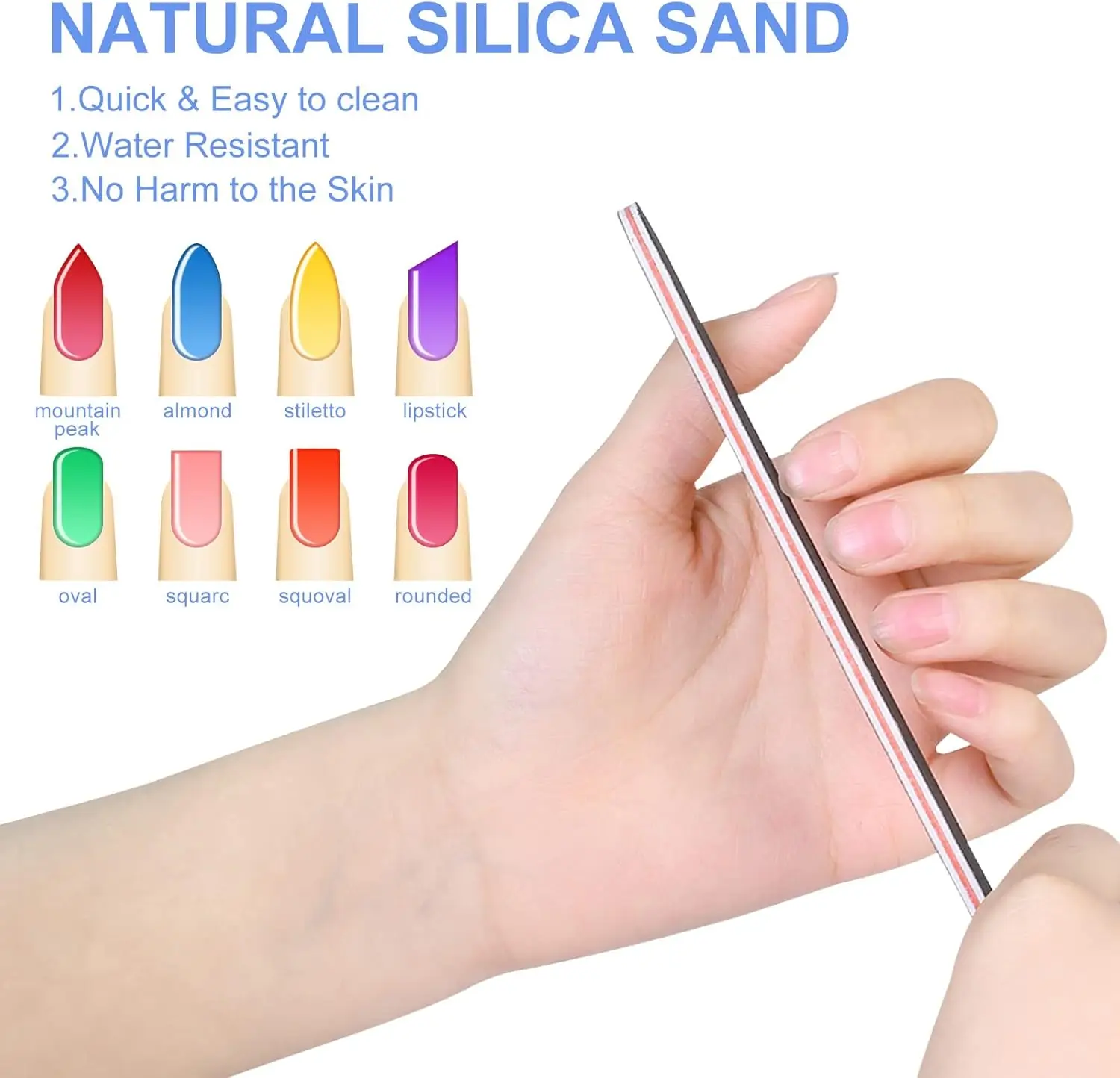 10pcs Professional Nail File 100 180 Grit Double Sided Washable Nail Files, Teuki Fingernail Files Emery Emory Boards for Nails