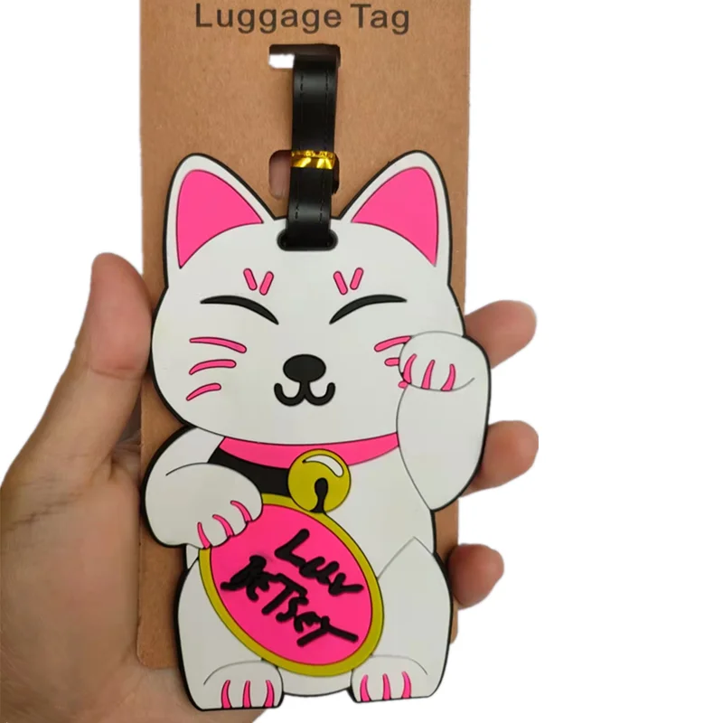 Etiquetas de equipaje de dibujos animados (mono, koala, gato), soporte para maleta, accesorios de viaje, etiqueta de identificación y dirección, etiqueta portátil de gel de sílice, etiqueta de equipaje para perro