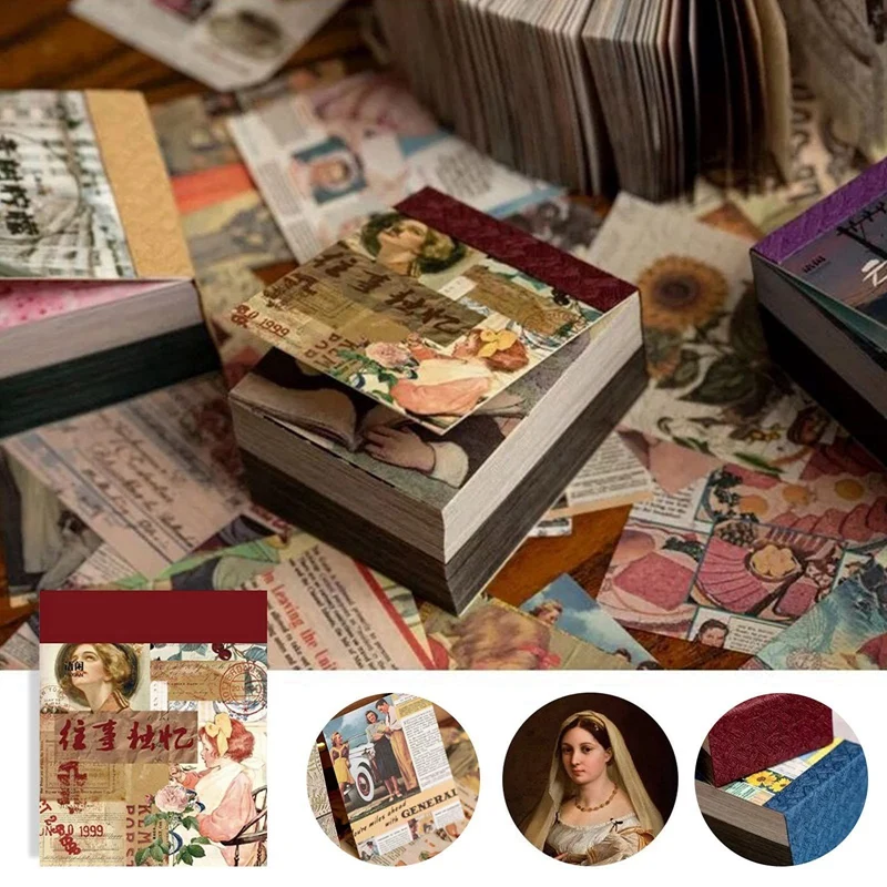 800 sztuk dziennika śmieciowego Vintage DIY papierowy materiał materiały do dziennika papier do scrapbookingu Retro dekoracyjne artykuły do dziennika