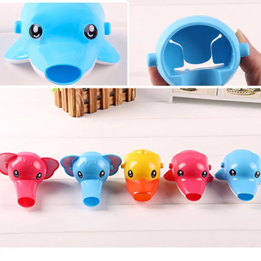 ตัวต่อก๊อกน้ำลายการ์ตูนน่ารักสำหรับเด็กอุปกรณ์ซักมือในซิงค์ห้องน้ำอุปกรณ์ครัวสะดวกสำหรับตัวช่วยในการซักเด็กทารก