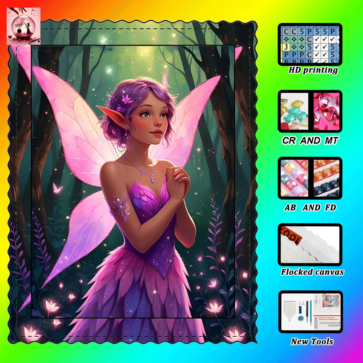 

【Bruji_ Diamond Art】Эльф девушка ведьма горный хрусталь кристалл AB горный хрусталь FD горный хрусталь идеальная смола бриллиант