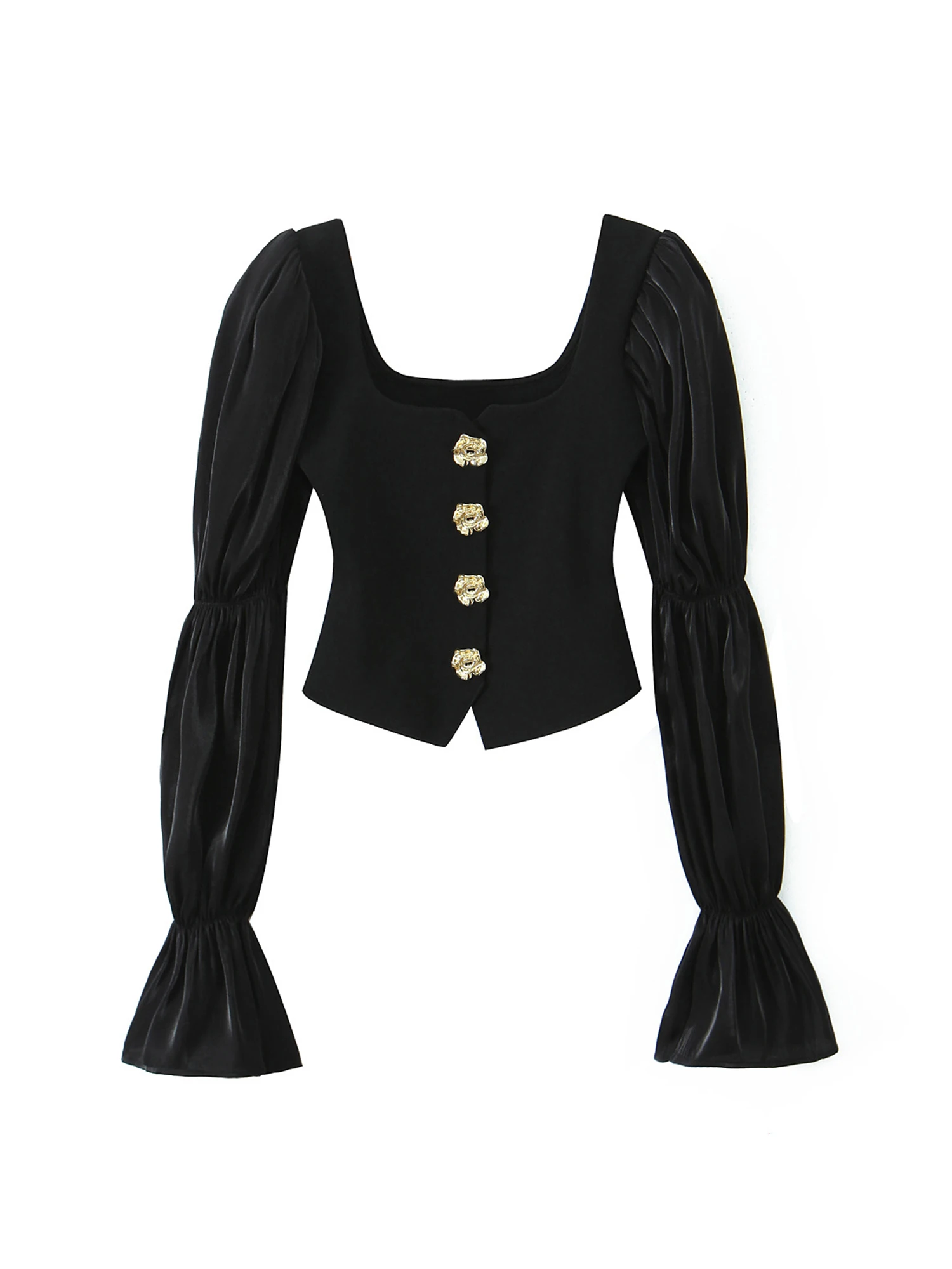 

Женские черные готические рубашки с квадратным воротником, блузки Y2k, винтажные корейские рубашки 2000-х годов с длинным рукавом в стиле эмо, верхняя одежда, модная осенняя одежда