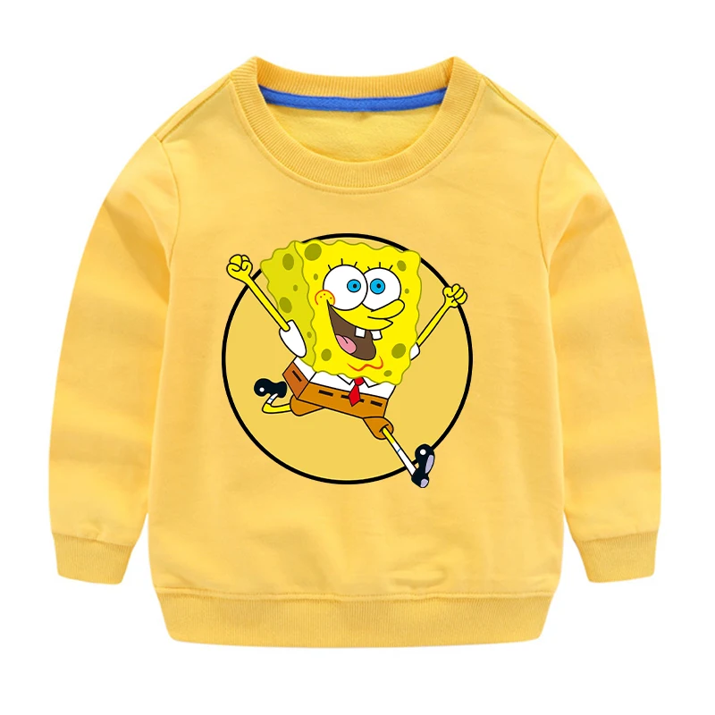 SpongeBob SquarePants Girl Thin Pullover Sweatshirt Child Cute Anime Cartoon Infant Clothes Fashion Clothing Kids Tops Xmas Gift