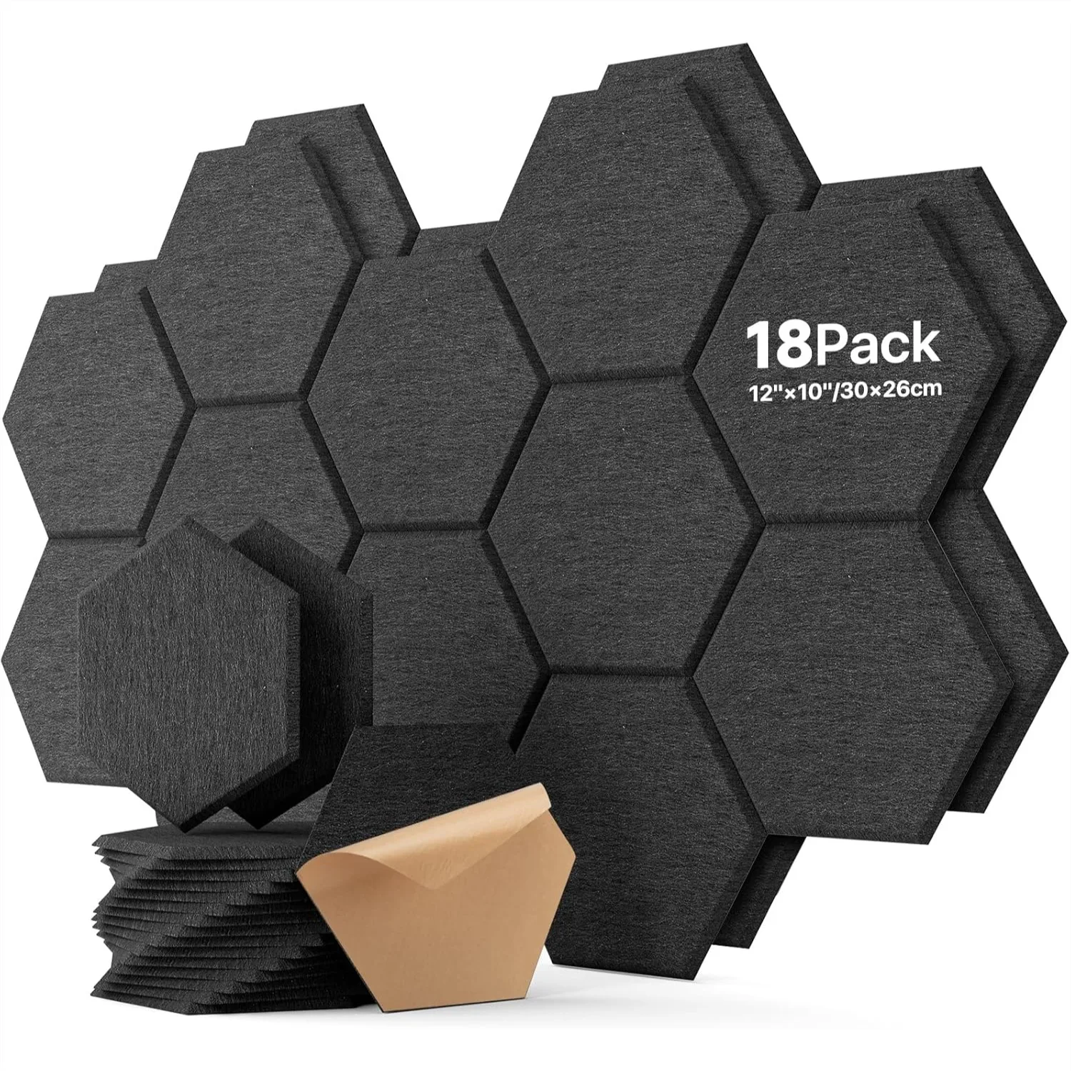 

12 Pack Self-Adhesive Acoustic Panels for Soundproofing, High Density Wall Panels for Office, Studio, Ceiling, 12x10x0.4 Inches