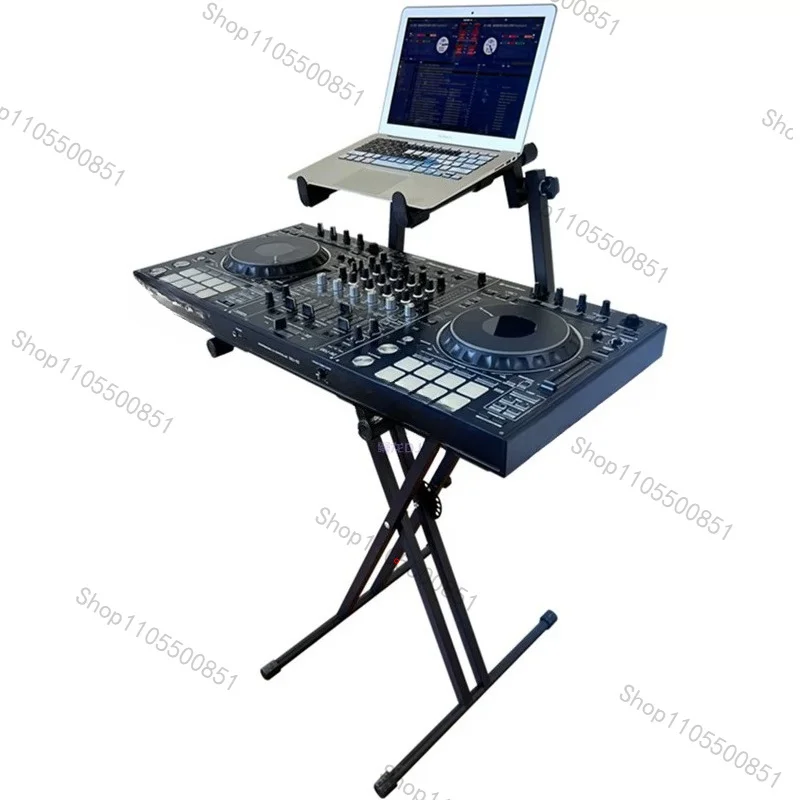 DJ Turntable Digital Controller Stand with Keyboard Piano X-Shaped Dual Instrument Rack