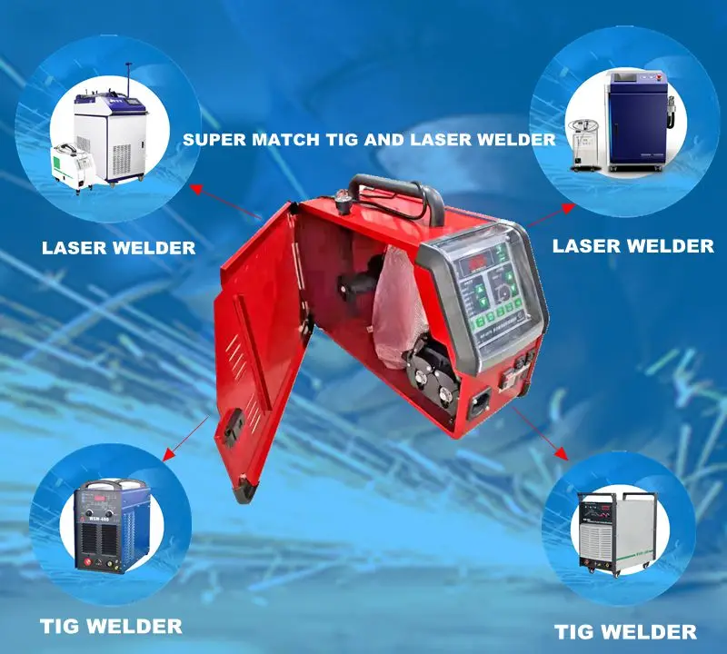 Pengumpan Kawat Las Otomatis Ganda Tipe Genggam Supercnc Harga Pabrik, Pengisi Dingin Laser Robotik untuk Komponen Kawat