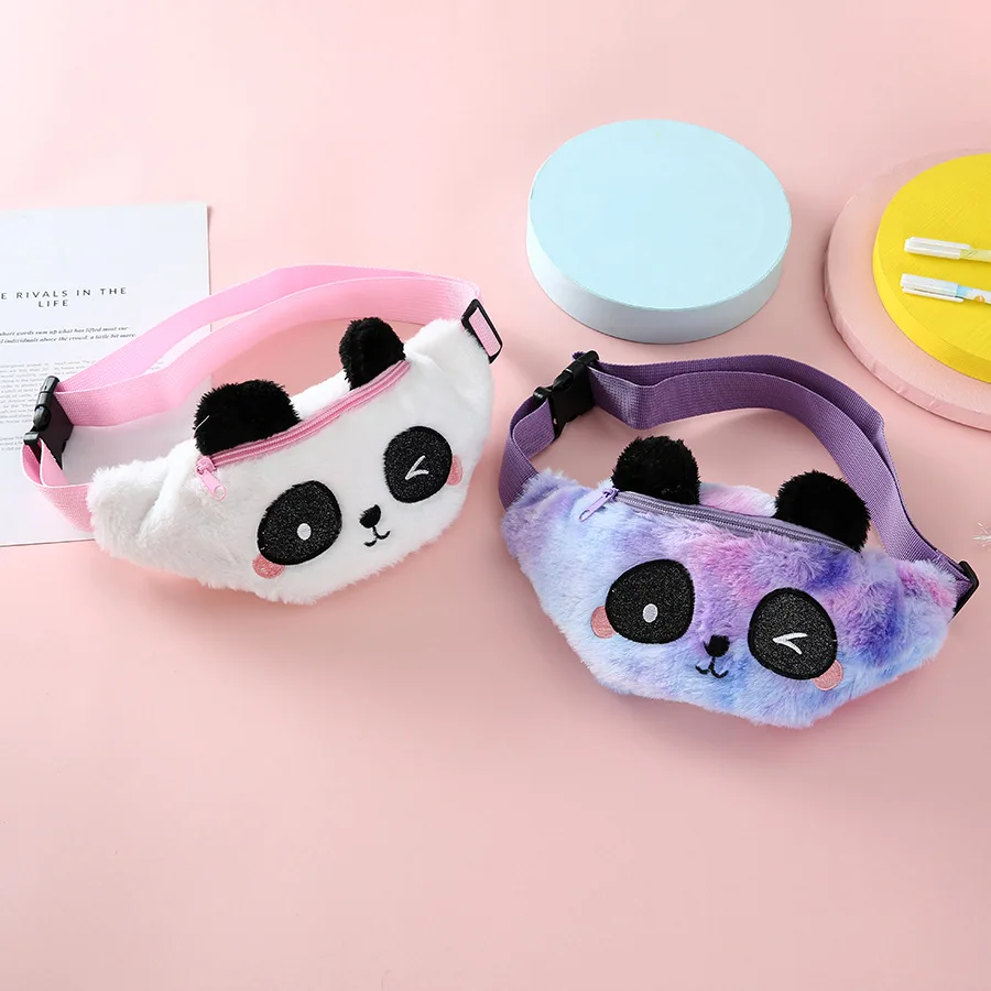 Cute Unicorn Children's Fanny Pack Girls Waist Bag Kids Plush Toys Gradient Panda Chest Bag Cartoon Coin Purse Travel Chest Bag