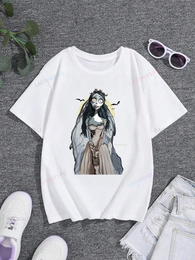 

"Corpse Bride" Poster Emily's Graphic Printed Shirt, Harajuku Style Top, Women's Fashion Casual Short Sleeve Cotton T-shirt