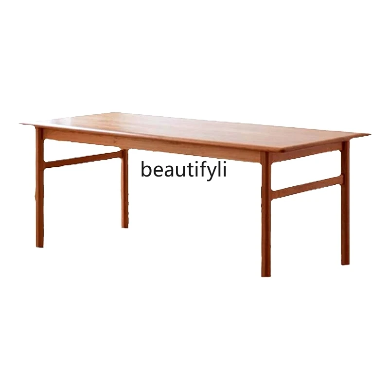 

Japanese-Style Small Apartment Simple Dining Tables and Chairs Set Log Rectangular Home Dining Table Solid Wood Workbench