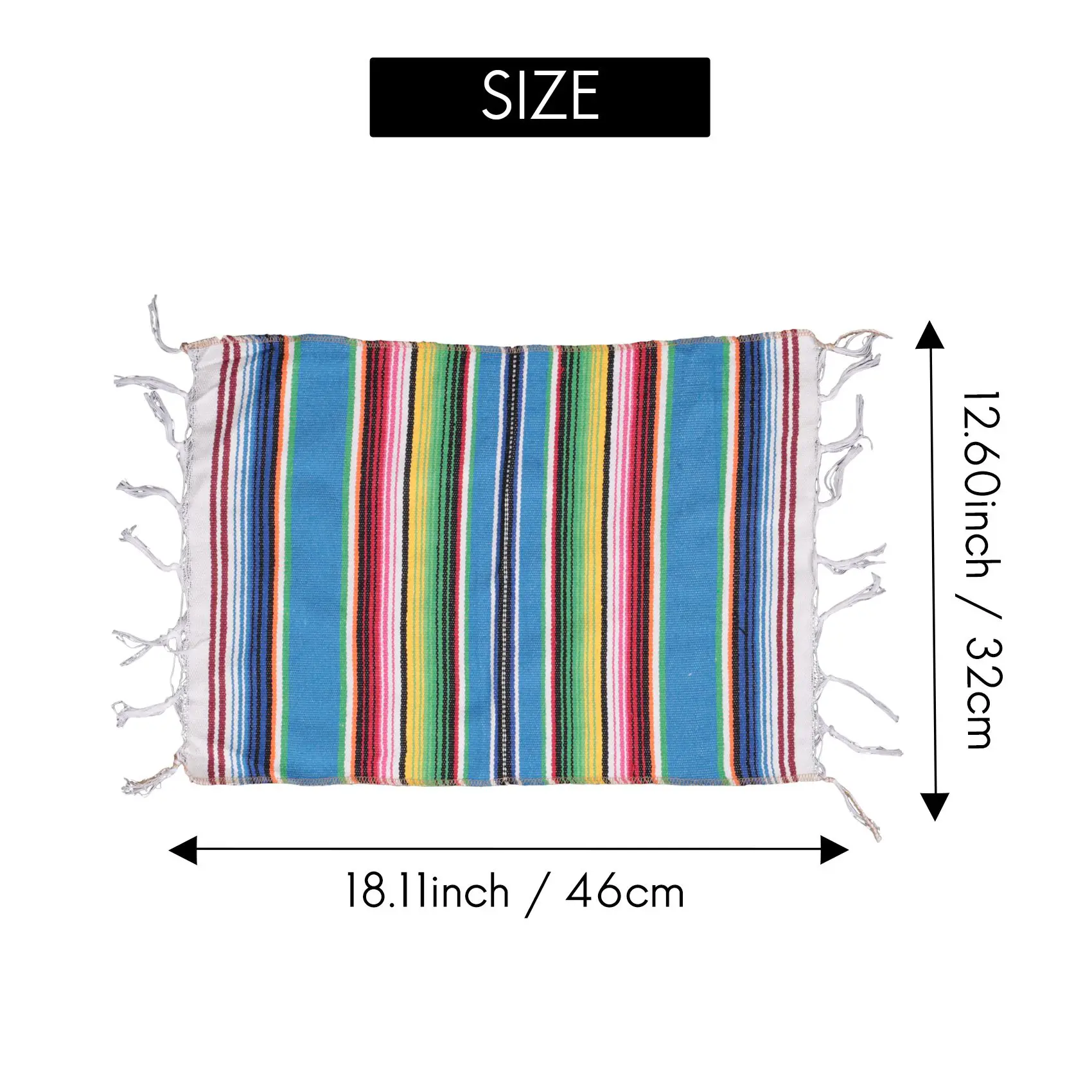 AA83 Mexican Table Place Mats,Mexican Assorted Placemats Mexican Party Wedding Decorations, Fringe Blanket Table Runner 12 x 16 - view 6