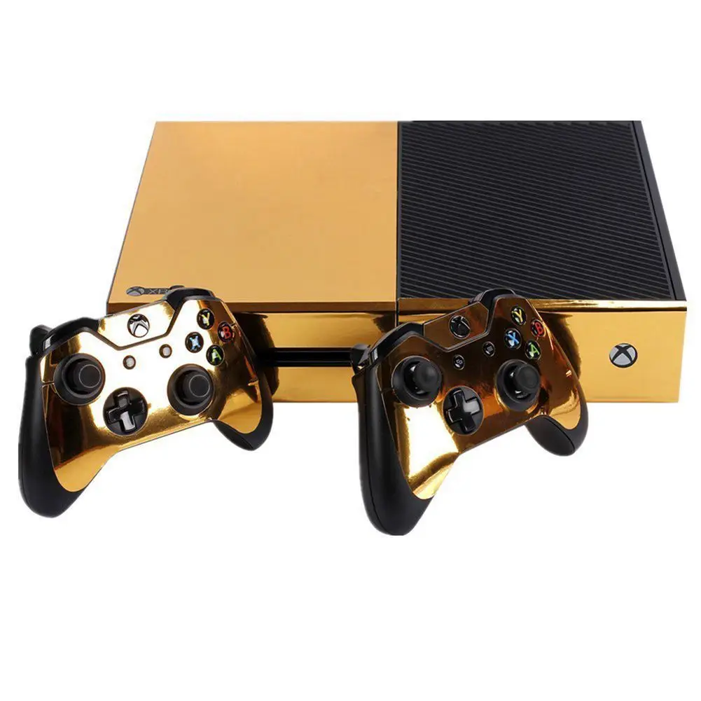 Gold Glossy Skin Sticker For Xbox ONE Console Controller + Kinect Decal Vinyl