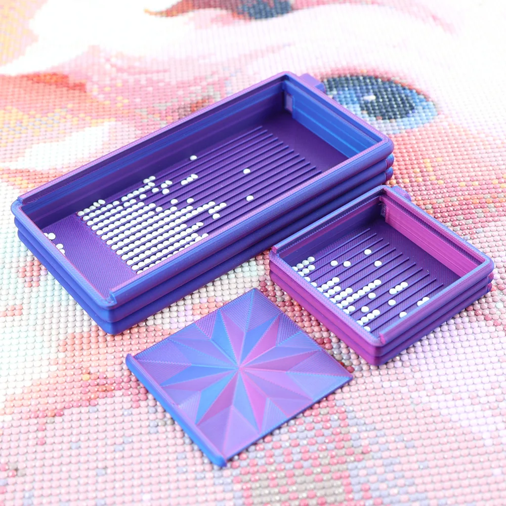 3 in 1 Gradient Color Diamond Art Tray With Lid, Diamond Painting Storage Box, DIY Crafts Tools Diamond Art Accessories view 6