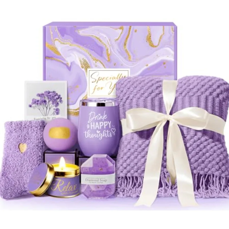 Regalos para el Día de la Madre, para Mamá, Esposa, Abuela, Hija, Hermana, Amigas, Regalos de Autocuidado, Regalos de Recuperación, Cesta de Regalo de Spa Relajante con Lavanda