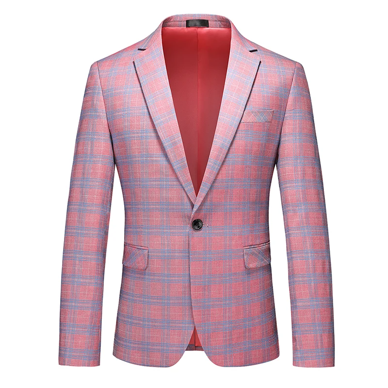 Single Breasted Plaid Suit Men\'s Clothing Fashion Simple Men Business Social Wedding Party Tuxedo Dress Blazers Jacket